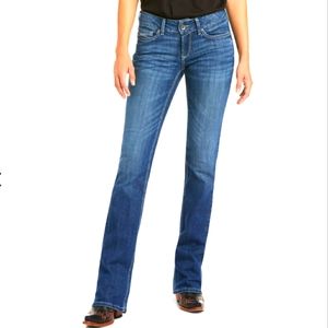 Ariat REAL Mid Rise Arrow Fit Marley Boot Cut Leg Jean Blue Topaz Stretch Denim